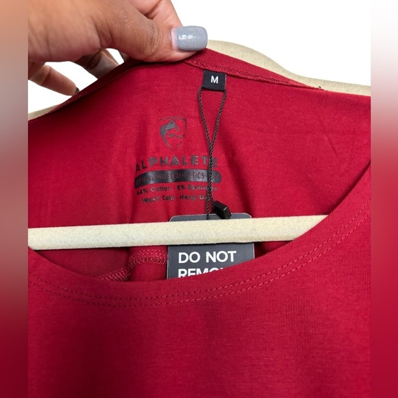 Alphalete cotton Blend Oversized tee Ruby Red burgundy Curved Hem Size M NEW - Picture 7 of 9